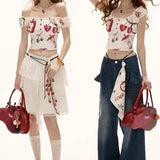 KYLETHOMASW  -  Korean Style Fashion Graffiti Print Two-wear Camisole Women's Summer Outer Wear New High-end Slim Short Top Aesthetic Chic