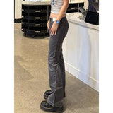 KYLETHOMASW  -  Vintage Grey Women Jeans American High Waist Fashion Mop Pants Streetwear Y2K Wide Leg Jean Female Trouser Denim Pants