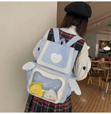 KYLETHOMASW  -  Large Capacity Ita Mochila Transparent Mochilas Preppy Style Mujer School Bag Student Backpack Heart Backpacks