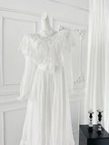 KYLETHOMASW  -  High Quality White Vintage Dress Women Chiffon Lace Ruffle Fashion Evening Vestido Summer French Fairy Dresses for Elegant Lady