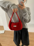KYLETHOMASW  -  Korean Simple Knitted Shoulder Bags Sweet Y2k Aesthetic Casual Underarm Bag Streetwear Ins Bow Purses and Handbags Y2k Aesthetic