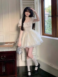 KYLETHOMASW  -  Lolita Kawaii Sweet Y2k Mini Dress Woman Short Sleeve Elegant Party Dress Japanese Lolita Casual Korean Fashion Dress Summer