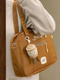 KYLETHOMASW  -  Vintage Casual Canvas Shoulder Bag Women Harajuku Aesthetic Zipper White Handbag Tote Bag Female Retro Crossbody Bags