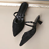 KYLETHOMASW  -  Summer Breathable Lace Women Mules Slippers Fashion Slip On Singbacks Slide Ladies Elegant Party Dress Shoes