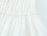 KYLETHOMASW  -  Holiday White Bow O neck Elastic Body Puff Sleeve Long Dress Women Slim Ruched Waist A-lined Swing Dresses Summer Robe Vestidos