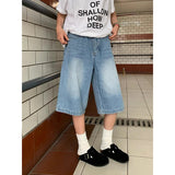 KYLETHOMASW  -  American Vintage Y2k 2000s Blue Cargo Pants Women Harajuku Oversized Baggy Summer Jeans Shorts Streetwear Korean Capris