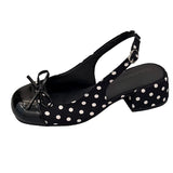 KYLETHOMASW  -  Sweet Style Polka Dot Bow Thick Heel Shallow Mouth Single Shoes Spring New High-heeled Mary Jane Shoes with Single Strap