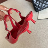 KYLETHOMASW  -  New Fashion Butterfly-knot Buckle Strap Woman Pumps Elegant Slingbacks Thin Low Heels Wedding Party Shoes