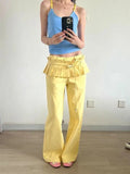 KYLETHOMASW  -  American Vintage Women's Denim Jeans Summer Fake Two Piece Skirt Pants Y2k Fashion Casual Wide Leg Pants for Women