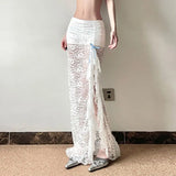 KYLETHOMASW  -  Temperament Mesh Lace Slit Skirt for Women Low Waist Slimming Slimming and Hip-hugging