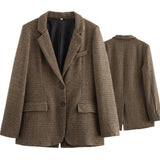 KYLETHOMASW  -  British Fashion Vintage Plaid Suit Minimalist Elegant Single Breasted Winter Jacket Blazers Women Tops