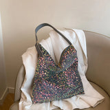 KYLETHOMASW  -  Sparkling Sequin Large Tote Bag Fashion Trendy Elegant All-Match Shoulder Bag Casual Large Capacity Handbag