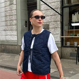 KYLETHOMASW  -  Women Y2K Tie Front Quilted Vest Plaid Floral V Neck Cropped Padded Gilet Coquette Sleeveless Jacket Going Out Top