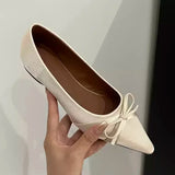 KYLETHOMASW  -  Ballerina Satin Women's Flat Shoes Comfort Non-slip Pointed Toe Ladies Loafers Flats Elegant Bowknot Women's Single Shoes