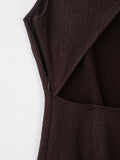 KYLETHOMASW  -  Sexy Solid O-Neck Sleeveless Backless Hollow Out Tassel Maxi Dress Women Summer Bodycon Zipper Long Dress Club Beach