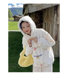 KYLETHOMASW  -  Autumn and Winter New Style Small Fragrance Unique White Plush Coat Women's Hooded Colorful Horn Button Plush Top