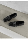 KYLETHOMASW  -  Elegant Burgundy Square Toe Loafers Women Fashion Metal Buckle Stitching Designer Shoes Comfortable Commuting Flat Office Shoes