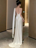 KYLETHOMASW  -  Elegant Party Dresses Woman Spaghetti Straps Princess White Wedding Evening Dress Ladies New Vestidos Long Robe Formal Occasion