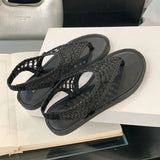 KYLETHOMASW  -  Women Flats Sandals Slides Shoes Summer Beach Luxury Female Flip flops Fashion Round Toe Ladies Flats Sandals Shoes