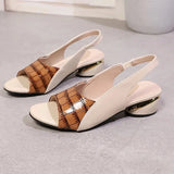 KYLETHOMASW  -  Women's Mid Heel Sandals Elastic Fish Mouth Wide Size Summer New Style Polyurethane Upgraded Version of Spring Summer Shoes