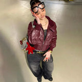 KYLETHOMASW  -  American Street Moto&Biker Black Jackets Y2k Harajuku Gothic  Pu Leather Coat for Women Fashion New Women's Clothing