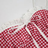 KYLETHOMASW  -  Fashion Sweet Plaid Lace Spliced Women Camisole Cute Chic Y2k Summer Trendy New Slim Fit Blouses