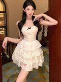 KYLETHOMASW  -  Woman Spring Summer New Elegant Lace Mini A-line Dresses Sleeveless  Party Prom Fashion One Piece Clothes