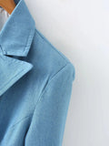 Kylethomasw  Spring Fashion Denim Blazer For Women Solid Long Sleeves Pockets Lapel Single Button Jacket Female Loose Causal Coat