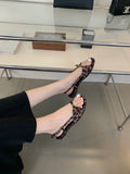 KYLETHOMASW  -  Silver Sandals Women Flats Brown Belt Buckle Ladies Shoes Summer  Flats Sandal Comforts Sandalias De Mujer