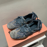 KYLETHOMASW  -  Retro Faded Denim Ballet Women 2025 Flat Bot Tie Casual Shoes Design Single Shoes Korea