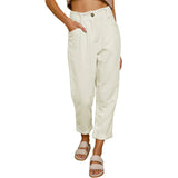 KYLETHOMASW  -  Fashion Solid Corduroy Loose Straight Pants Trousers Women Spring Autumn High Waist Casual Pants Lady Oversize Loose Pants