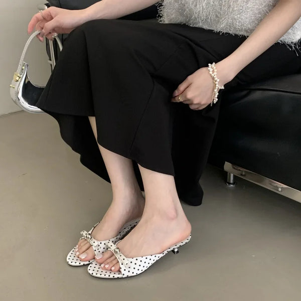 String Slippers KYLETHOMASW - String Bead High-Heeled Shoes Lady Womens Slippers Outdo ...