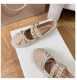 KYLETHOMASW  -  silver glitter ballet flats women round toe riband cross-tied bow ballerina shoes crystal wedding bridesmaid flats shoes size 43