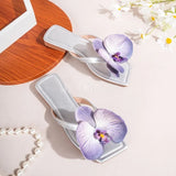 KYLETHOMASW  -  Brand Shoes Female 2024 Summer New Elegant Flowers Design Women's Slippers Casual Fashionable Outer Wear High Heel Slides Women