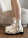 KYLETHOMASW  -  Mary Jane Ballet Flat Shoes Women's Thick Heel Internal Heightening Summer Fashionable All-Match Buckle Strap Match Skirts