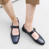 KYLETHOMASW  -  Designer Women Velvet Mary Janes Belt Strap Shoes Ladies Square Toe Flats Ballerina Dress Barefoot Loafers Brides Ballets Femmes