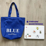 KYLETHOMASW  -  Blue Canvas Tote Bag Letter Printing Student Schoolbag With Zipper Shoulder Shopping Bags For Woman