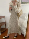 KYLETHOMASW  -  Korean Chic French Fake Two Piece Contrast Color Long Sleeve Slim Waist Lace-up Dresses