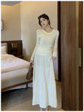 KYLETHOMASW  -  Autumn Winter Korean Minimalist Gentle Style 2 Piece Set Women Knitted Top+High-waisted Skirt Sweater Set Fashion Office Lady