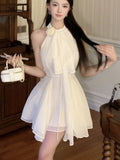 KYLETHOMASW  -  Elegant Sleeveless Y2K Mini Dress Women Korean Fashion Vintage Lady One Piece Clothing Evening Party 2024 Summer New