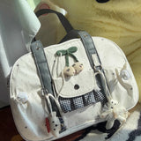 KYLETHOMASW  -  Y2k Aesthetic Women Kawaii Dots Top-Handle Bags Fashion Transparent Plaid Patchwork Shoulder Handbags Streetwear Trendy Ita Bag