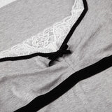 KYLETHOMASW  -  Pure Desire Girl Lace Lace Splicing Folded Chest Type Square Neck T-shirt Autumn/Winter New Cutoff Versatile Top