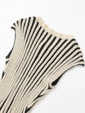 KYLETHOMASW  -  French Fashion Women's Striped Knitted Sweater Sleeveless Vest Sweater Minimalist Retro Top Women's Clothing