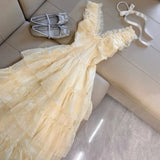 KYLETHOMASW  -  France Warm Temperament Minimal Elegant V-neck Summer Dress Women's Designer Sweet Fashion New A-line Long Cake Dresses Outfits