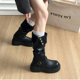 KYLETHOMASW  -  Autumn Winter Platform Thick Bottom Woman Knee High Boots Shoes Ladies Elegant Belt Buckle Knight Booties