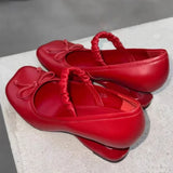 KYLETHOMASW  -  Sweet Bow Decoration Strange Heel Round Toe Mary Jane Shoes for Women Street Style Designer High Heels Elegant Party Dress Shoes