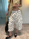 KYLETHOMASW  -  Summer Women Polka Dot Print Wide Leg Barrel Shorts Loose Casual Baggy Denim Pants Streetwear Fashion Trousers