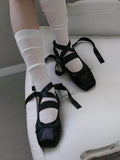 KYLETHOMASW  -  Korean Style Ballet Flat Shoes with Bow Cross Lacing Mary Janes Low Heel Women's New Arrival Breathable Comfortable Slip-On