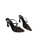 KYLETHOMASW  -  French Pointed Rhinestone Fine Heel Exposed Toe Sexy Nightclub High-heeled Sandals for Women