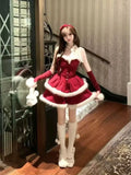 KYLETHOMASW  -  Winter Christmas New Years Sweet 2 Piece Set Women Faux Fur Cape Coats + Short Party Dress Female Chic Korean Popular Clothes
